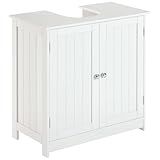 HOMCOM Under Sink Bathroom Cabinet, Pedestal Sink Storage Cabinet with 2 Doors, Shelf and U-Shape, White