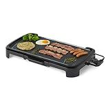 Amazon Basics Electric Griddle with Nonstick Ceramic Coating, Flat Grill for Pancake, 10 x 20 inches, Black