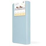 Dream On Me Snuggles Extra Firm Dual-Sided Baby Crib Mattress with Breathable Fabric, Water & Odor Resistant, GREENGUARD Gold Certified, Fits Mini & Portable Cribs (38”x 24”x 3”) - Blue Mist