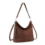 befen Suede Leather Hobo Crossbody Bag for Women, Large Leather Crossbody Purses, Women's Shoulder Handbags with 2 Removable Strap, Durable Slouchy Bucket Purse With Zipper Pocket for Everyday