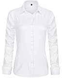 J.VER Womens Dress Shirts Long Sleeve Button Down Shirt Wrinkle-Free Business Casual Blouse Office Work Tops White Small