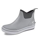 8 Fans Mens Deck Boots, Waterproof Rubber Rain Boots, Anti-slip Fishing Booties, Short Ankle Shoes for Boating, Outdoor, Size 7-14 (White, Adult, Men, 12, Numeric, US Footwear Size System, Medium)