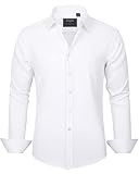 J.VER Men's Dress Shirts Solid Long Sleeve Stretch Wrinkle-Free Formal Shirt Business Casual Button Down Shirts White XL Tall