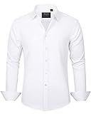 J.VER Men's Dress Shirts Solid Long Sleeve Stretch Wrinkle-Free Formal Shirt Business Casual Button Down Shirts White XL Tall