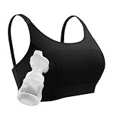 Momcozy Hands Free Pumping Bra, Adjustable Breast-Pumps Holding and Nursing Bra, Suitable for Breastfeeding-Pumps by Lansinoh, Philips Avent, Spectra, Evenflo and More Black