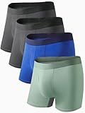 Auxo Mens Underwear Boxer Briefs No Ride Up Stretch Soft Modal Boxer Briefs Moisture Wicking with Ball Support 4 Pack M