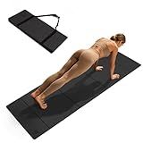 IwIeIaIrI Foldable Yoga Workout Mat with Strap– 1/4" (6MM) Thick, Lightweight, Non-Slip, 69x24" Long-Wide, POE, Portable & Easy to Store for Women Men Home Workout, Pilates, Gym, Travel, Floor Exercises (Dark Grey)