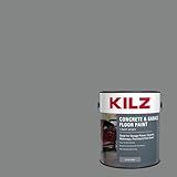 KILZ 1-Part Epoxy Acrylic Concrete and Garage Floor Paint, Interior/Exterior, Satin, Slate Gray, 1 Gallon