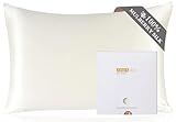ZIMASILK 100% Pure Mulberry Silk Pillowcase for Hair and Skin Health,Soft and Smooth,Both Sides Premium Grade 6A Silk,600 Thread Count,with Hidden Zipper,1pc (Queen 20''x30'',Ivory)