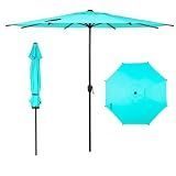 Abba Patio 9FT Lyon Outdoor Patio Umbrella Outdoor Table Umbrella with Push Button Tilt and Crank Market Umbrella 8 Sturdy Ribs UV Protection Waterproof for Garden Deck Backyard Pool, Turquoise