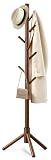 Freyawin Wooden Coat Rack Freestanding with 8 Hooks & 3 Adjustable Sizes for Clothes, Space-Saving Design for Bedroom Office Entrance Holds Hats Coats Scarves Bags