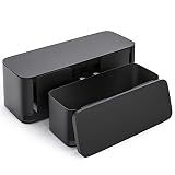 YECAYE 2 Pack Cable Management Box, Pet Friendly Cable Box Organizer for Home & Office, Child-Proof Floor Cord Cover, Cord Management and Cord Hider, Black