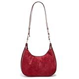 Suede Shoulder Bag for Women, Crescent Hobo Purse with Detachable Strap and Zipper Closure, Soft Suede Purse for Fall Winter