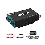 Renogy 1000W Pure Sine Wave Inverter 12V DC to 120V AC Converter for Home, RV, Truck, Off-Grid Solar Power 110V with Built-in 5V/2.1A USB Port, Hardwire Remote Controller