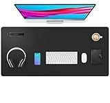 Aothia Leather Desk Pad Protector, Mouse Pad, Office Desk Mat, Non-Slip PU Leather Desk Blotter, Laptop Desk Pad, Waterproof Desk Writing Pad for Office and Home (Black,36" x 17")