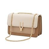 VONCOSS Women's Small Crossbody Bag Quilted Shoulder Purse for Travel Work Wedding, Vegan Leather Handbag Gold Chain Strap