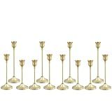 Tunyet Candlestick Holders 4 Sets(12 Pcs), Gold Candle Holders with Anti-Slip Pad, Metal Taper Candle Holder, Candle Holder for Wedding Fireplace Mantel Housewarming Gift