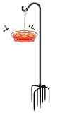 FEED GARDEN 76'' Bird Feeder Pole, Heavy Duty Shepherds Hooks for Outdoor with 7-Prong Base, Adjustable Shepherds Hook for Hummingbird Feeder, Lanterns, Plants, Wedding Decor (1 Pack)