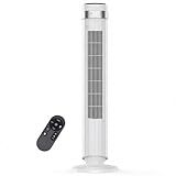 OLIXIS Tower Fan for Bedroom, 28dB Quiet Floor Standing Fan with Remote, 12H Timer, 5 Speeds, 4 Modes, LED Display, Portable Bladeless Oscillating Cooling Fan for Indoor, Home, Office - White