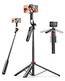 Aureday 72" Phone Tripod and Selfie Stick, Cell Phone Tripod Stand with Wireless Remote & Extendable Phone Mount for Travel/Selfie/Recording/Vlogging, Compatible with iPhone/Android/Camera