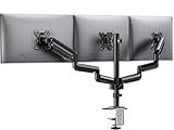 HUANUO Triple Monitor Mount for 13-27 inch Computer Screens, 3 Monitor Desk Mount with Gas Springcore Arm Holds 17.6lbs, Triple Monitors Stand with Tilt, Swivel, Rotation, VESA 75x75, 100x100mm