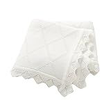 Hadetoto Knit Baby Blankets for Girls Boys, 100% Cotton Crib Blanket for Baby Infant Toddler, Super Soft and Lightweight Nursery Blankets (White)