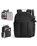 BAGSMART Puffy Camera Backpack, Camera Bags for Photographers, DSLR/SLR Mirrorless Photography Camera Case, Small Water-resistant Travel Backpack for Women with Laptop Compartment, Black