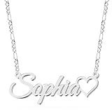 UMAGICBOX Custom Name Necklace with Heart - Personalized Jewelry in Stainless Steel or Sterling Silver - Gift for Birthdays, Valentine's, Mother's Day - Keepsake for Wife, Girlfriend, Mom, Sister