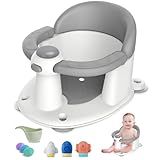 TOSGN Baby Bath Seat for Babies 6 Months & up, 3 Baby Bath Toys, Non-Slip Baby Bath Seat, Safe & Comfortable Baby Bath Support, for Bathtub/Living Room/Shower Room, Grey