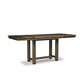 Signature Design by Ashley Moriville Rustic Farmhouse Counter Height Dining Extension Table, Separate Extension Leaves, Seats 8, Wood, 36" W x 86" D x 36" H, Brown