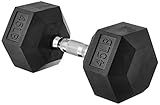 Amazon Basics Rubber Hex Dumbbell Weight for Gym, 45 pound, Single, Black