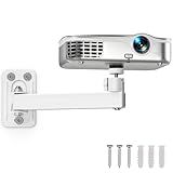 BAISHUN Projector Stand, Wall and Mini Ceiling Mount with 1/4-Inch Thread, 360-degree Rotation, Adjustable Tilt & Swivel, Foldable, Easy Setup Compatible with Most Projectors for Home, Office, White
