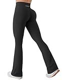 YEOREO Mini Flare Leggings for Women Hidden Scrunch Workout High Waisted Leggings 30.5" No Front Seam Craze Gym Yoga Pants Black