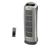 Lasko Oscillating Digital Ceramic Tower Heater for Home with Adjustable Thermostat, Timer and Remote Control, 23 Inches, 1500W, Silver, 755320