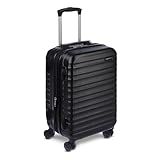 Amazon Basics 21" Hardside Carry-On Luggage with Spinner Wheels, Expandable for Up to 25% More Space, Scratch-Resistant Hard Shell, Telescoping Handle, Black