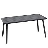 C-Hopetree Small Metal Outdoor Coffee Side Table for Outside Patio, Rectangle, Black