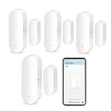 WiFi Door Window Sensor: Smart Contact Sensor with App Alerts, Door Open Detector Compatible with Alexa Google Assistant, Entry Detector Sensor for Home Security and Home Automation (4-Pack)