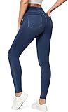 IUGA Stretchy Jeans for Women High Waist Jeggings Tummy Control Skinny Jeans Pull on Leggings with Pockets Trendy Casual(Dark Blue, Medium)