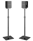 Pegzone Height-Adjustable Speaker Stands Pair,11LBS Capacity,Height Adjustable from 33.4" to 44.0",Surround Sound Speaker Stands,Cable Management,Black,1 Pair