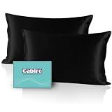 Gabire Mulberry Silk Pillow Cases Set of 2, Both Sides Real Silk Pillowcase for Hair and Skin Prevent Acne Pillowcase Organic Silk Pillowcase 2 Pack with Hidden Zipper, Black, Standard (20"×26")