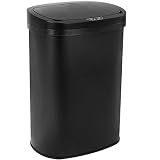 BestOffice | 13 Gallon Stainless Steel Trash Can with Lid | Black