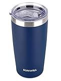 SUNWILL Travel Coffee Tumbler 20 oz, Insulated Mug with Lid, Stainless Steel Cup for Outdoor, Powder Coated Navy