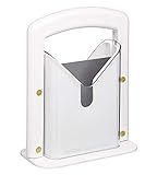 Hoan The Original Bagel Guillotine Slicer - 9.25-Inch Stainless Steel Blade Slicer - Safe and Efficient Easy Bagel Cutter for Muffins, Rolls, Buns with Precision Ground Serrated Blade (White)