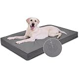 Vonabem Outdoor Waterproof Dog Bed Washable, XL Large Crate Pad 42 inch, Wipeable Leather Pet beds with Removable Cover, Foam Orthopedic Anti-Slip Kennel Pads Reversible, 41"x27" Grey