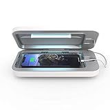 PhoneSoap Go Battery Powered UV Cell Phone Sanitizer & Universal Phone Charger Box | Patented & Clinically Proven 360-Degree UV Sanitizer Box for Smartphones | Disinfects & Charges On The Go (White)