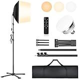 Softbox Photography Lighting Kit, Four-Legged 16"X16" Professional Softbox Lighting Kit with 85W 3000-6000K LED Bulbs & Remote, Studio Lights for Photography/Video Recording/Live Streaming