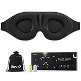 MZOO Sleep Eye Mask for Side Sleeper Men Women, Zero Eye Pressure 3D Sleeping Mask, Light Blocking Patented Design Night Blindfold, Soft Eye Shade Cover for Travel, Black