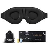 MZOO Luxury Sleep Eye Mask for Side Sleeper Men Women, Zero Eye Pressure 3D Sleeping Mask, Light Blocking Patented Design Night Blindfold, Soft Eye Shade Cover for Travel, Black