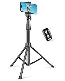 SENSYNE 62" Phone Tripod for iPhone, Extendable Selfie Stick Tripod Stand with Wireless Remote and Phone Holder, Cell Phone Tripod for Video Recording, Compatible with iPhone Android