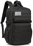 Wotony Military Tactical Backpack for Men Waterproof Daypack 3 Day Assault Pack Molle Bag with Water Bottle Holder (Black, 25L)